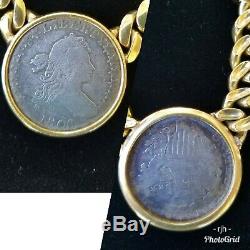 Designer Authentic Bvlgari Bi-centennial 3-Coin Necklace in 18K Yellow Gold