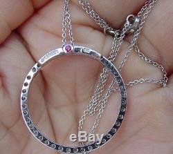 Designer ROBERTO COIN Circle of Life 18k WG Diamond Pendant Necklace $3000