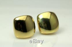 Designer Roberto Coin 18K Yellow Gold Puffy Square Post Earrings 9.4g (EAR3387)
