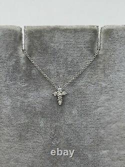 Designer Roberto Coin 18k White Gold Diamond Cross Chain Necklace Tiny Pendant