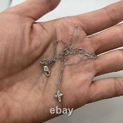 Designer Roberto Coin 18k White Gold Diamond Cross Chain Necklace Tiny Pendant