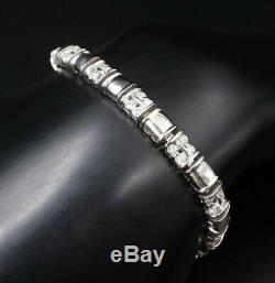 Designer Roberto Coin 18k White Gold Diamond Panel Tennis Bracelet 4 carat BG357