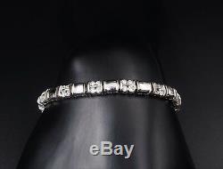 Designer Roberto Coin 18k White Gold Diamond Panel Tennis Bracelet 4 carat BG357