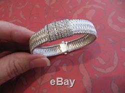 Designer Roberto Coin Diamond 18k White Gold Woven Bracelet 24.4 grams of Gold