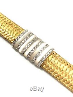 Designer Roberto Coin Silk Weave Bracelet 18K Yellow Gold, Diamonds & MOP