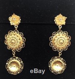 Dolce & Gabbana Jewellery Gold Brass Sicily Coins Floral Earrings Clips Box