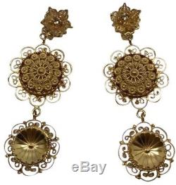 Dolce & Gabbana Jewellery Gold Brass Sicily Coins Floral Earrings Clips Box