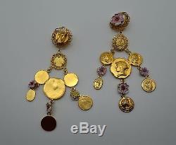 Dolce & Gabbana Jewellery Gold Brass Sicily Coins Floral Monete E Fiori Earrings