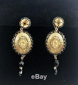 Dolce & Gabbana Jewellery Gold Brass Sicily Maria Coins Floral Earrings Clips