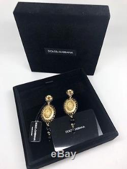 Dolce & Gabbana Jewellery Gold Brass Sicily Maria Coins Floral Earrings Clips