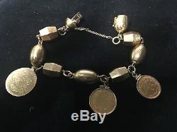 ESTATE-18K Ladies Heavy Italian Bracelet 54 Grams Plus 3x Gold Coins US+AU+BR