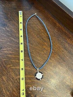 ESTATE MILOR REPVBBLICA ITALIANA LIRA COIN With14 K GOLD BLUE CORDED NECKLACE