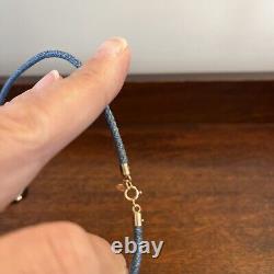 ESTATE MILOR REPVBBLICA ITALIANA LIRA COIN With14 K GOLD BLUE CORDED NECKLACE