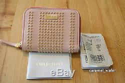 Emilio Pucci Leather Blush/Pink Gold Studded Zip Around Wallet/Coin Purse NEW