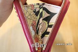 Emilio Pucci Leather Blush/Pink Gold Studded Zip Around Wallet/Coin Purse NEW