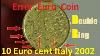 Error Euro Coin 10 Euro Cent Italy 2002 Double Ring