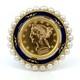 Estate Antique 1880 1/2 Eagle $5 Gold Coin 18K Italy Gold Pearl Pendant/Pin J413