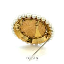 Estate Antique 1880 1/2 Eagle $5 Gold Coin 18K Italy Gold Pearl Pendant/Pin J413