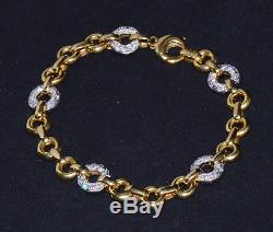 Estate Authentic Roberto Coin 750 18K Solid Gold Diamond Round Link Bracelet