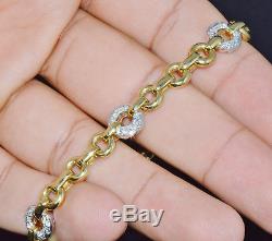 Estate Authentic Roberto Coin 750 18K Solid Gold Diamond Round Link Bracelet
