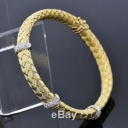 Estate Roberto Coin 18K Yellow Gold Diamond Woven Silk Bangle Bracelet 6.75