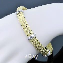 Estate Roberto Coin 18K Yellow Gold Diamond Woven Silk Bangle Bracelet 6.75