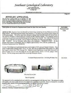 Estate Roberto Coin 7-1/8 18k Yellow Gold Diamond & Onyx Bracelet Gia $9,540.00