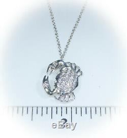 Estate Roberto Coin Diamond Crab Necklace 18K White Gold Adjustable Chain 3.7 Gr