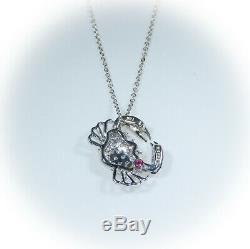 Estate Roberto Coin Diamond Crab Necklace 18K White Gold Adjustable Chain 3.7 Gr