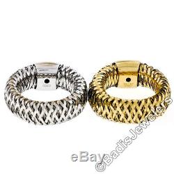 Estate Roberto Coin Set of 2 18k Gold Primavera Woven Flexible Stretch Band Ring