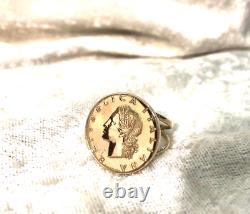 Eterna Gold 14k Yellow Gold Italian 20-lire Coin Ring, Size 7 (m4361g-24)