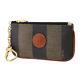 FENDI Pequin Striped Coin Key Case Brown Black Gold PVC Italy Authentic #LL970 S