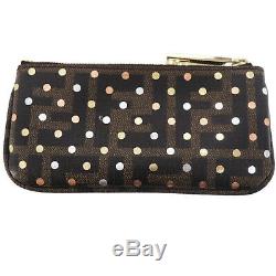 FENDI Zucca Dot Pattern Coin Key Case Brown Gold PVC Italy Authentic #EE396 M