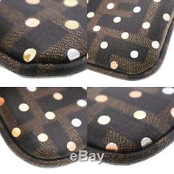 FENDI Zucca Dot Pattern Coin Key Case Brown Gold PVC Italy Authentic #EE396 M