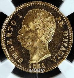 GEM 1883/2 ITALY Gold 20 Lire Overdate Error PROOF Coin TOP POP NGC MS 63 PL