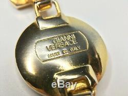 GIANNI VERSACE VINTAGE'90s MEDUSA BRACELET PEARL SHELL GOLD GREEK KEY COINS