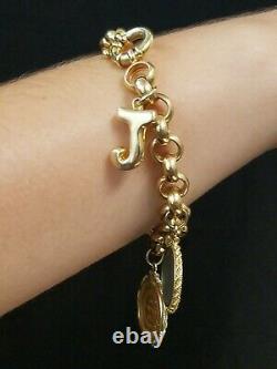 GOLD Charm Bracelet with 2 French Bullion Coins (24k) 14k Chain & Bezels Total 42g