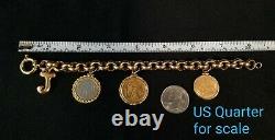 GOLD Charm Bracelet with 2 French Bullion Coins (24k) 14k Chain & Bezels Total 42g