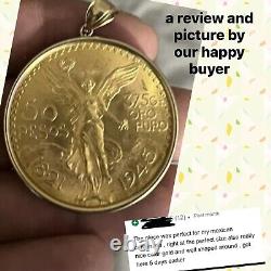 GOLd 14k Bezel 50 pesos pendant solid moneda centenario coin frame bisel