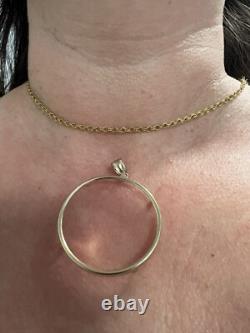 GOLd 14k Bezel 50 pesos pendant solid moneda centenario coin frame bisel