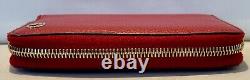 GUCCI GG Red Leather Zippy Wallet with 12 Credit Card Slots & Zippered Coin Case