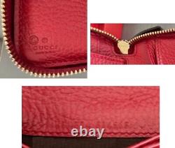 GUCCI GG Red Leather Zippy Wallet with 12 Credit Card Slots & Zippered Coin Case