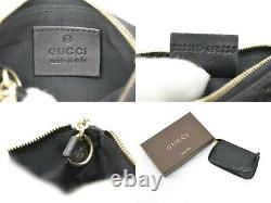 GUCCI Guccissima 233183Leather Coin Purse Compact Wallet Case Black Gold Italy