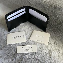 GUCCI Leather Mini Bifold Wallet With Gold Gucci Logo NEW IN BOX 547595
