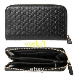 GUCCI black MICRO GUCCISSIMA gold-toned zip around wallet NIB Authentic 449391