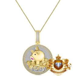 Genuine Moissanite Lucky Piggy Bank Golden Dollar Coins Good Luck Charm Pendant