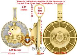 Genuine Moissanite Lucky Piggy Bank Golden Dollar Coins Good Luck Charm Pendant