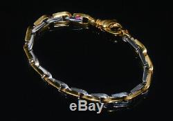 Genuine Roberto Coin 18K Solid Yellow Gold White Gold Ruby Mens Womens Bracelet