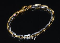 Genuine Roberto Coin 18K Solid Yellow Gold White Gold Ruby Mens Womens Bracelet