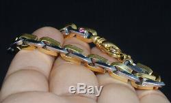 Genuine Roberto Coin 18K Solid Yellow Gold White Gold Ruby Mens Womens Bracelet